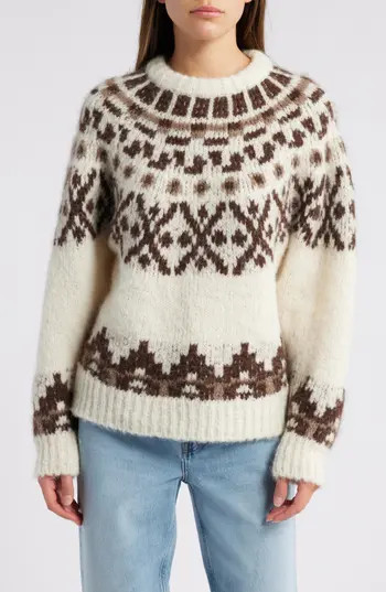 FRAME Fair Isle Alpaca Blend Sweater in Cream Multi at Nordstrom Rack, Size X-Small | Nordstrom Rack