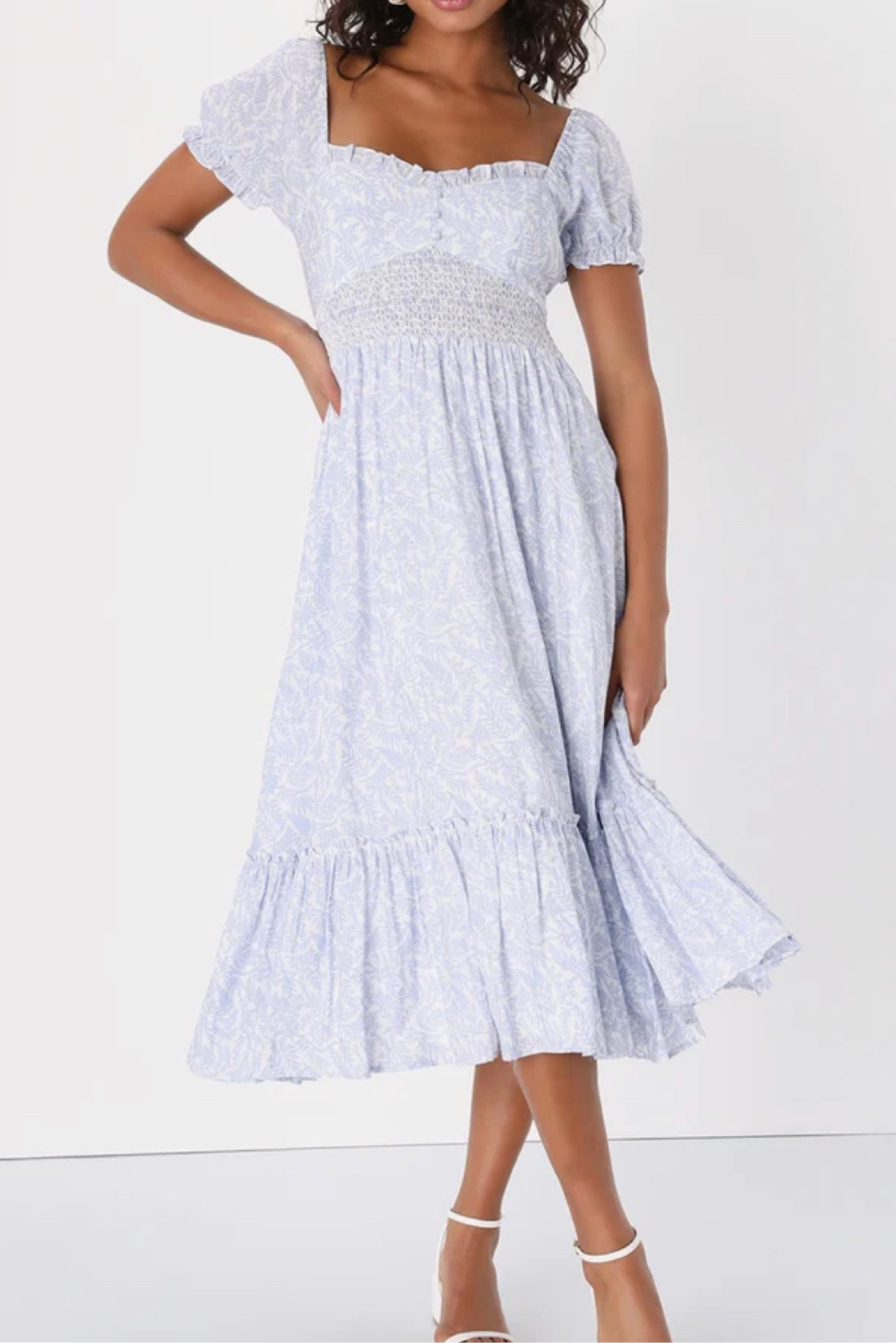 This puff sleeve midi dress is the perfect spring dress and a great Easter dress! 
#easteroutfit #easterdress

#LTKunder100 #LTKFind #LTKU