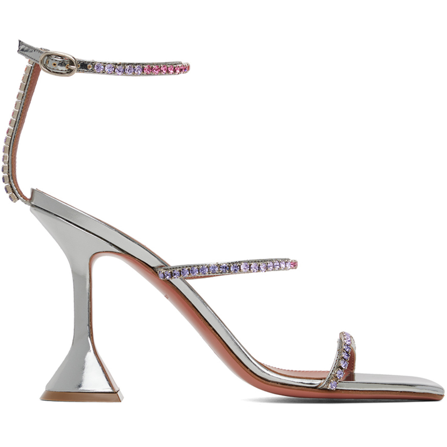 Amina Muaddi Silver Gilda Heeled Sandals | SSENSE