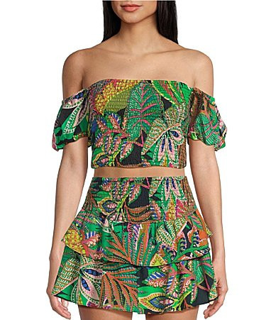 GB Tropical Floral Off The Shoulder Coordinating Top - M | Dillard's