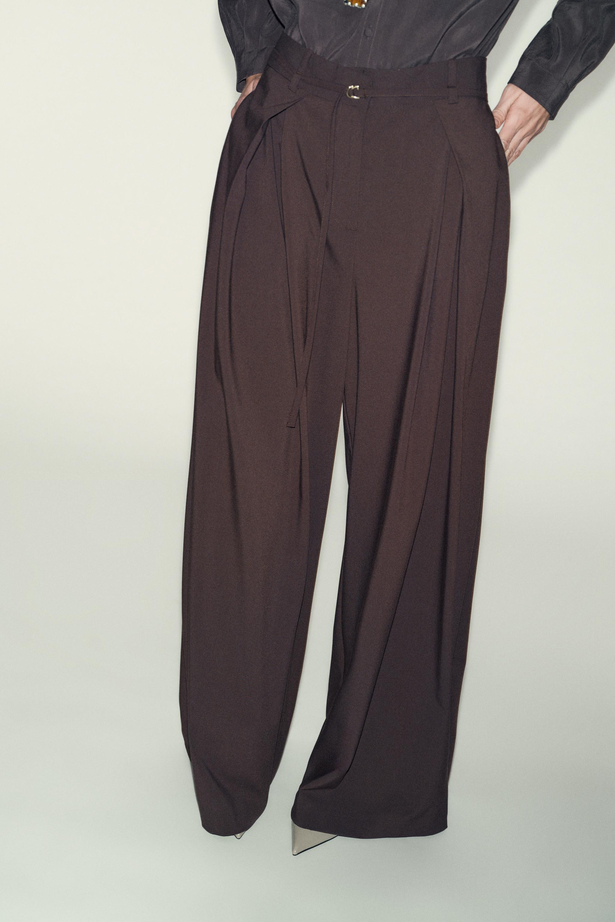 WIDE LEG BELTED PANTS | Zara US