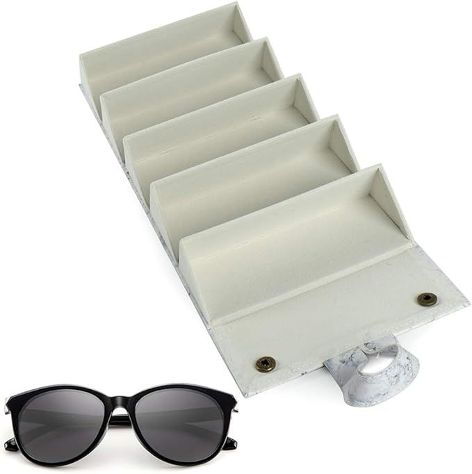 Flora Jewel 5 Slots Leather Sunglasses Travel Organizer Case Multiple Eyeglasses Display Storage ... | Amazon (US)