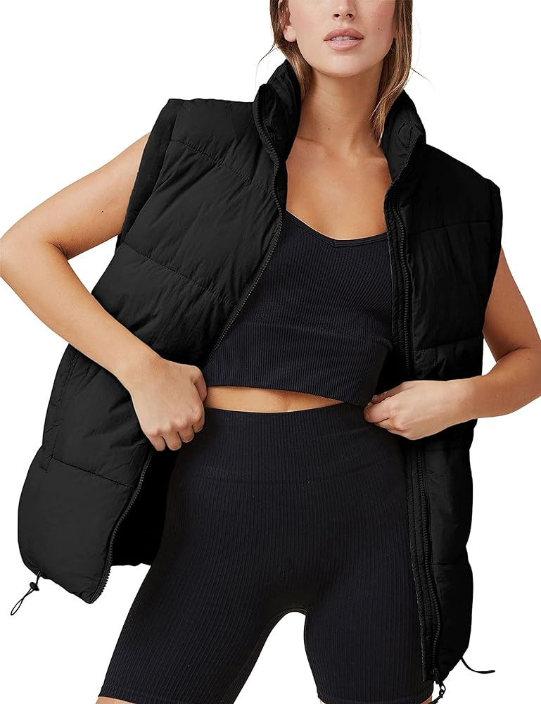 Springrain Womens Oversized Quilted Puffer Vest Padded Warm Winter Jacket with Stand Collar Bubbl... | Amazon (US)