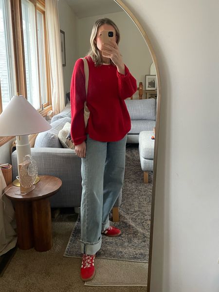 Red with some more red #redsweater #cuffedjeans#cashmeresweater Valentine’s Day outfit idea | Jeans

#LTKSeasonal