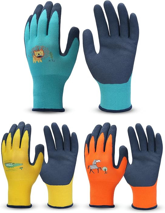 Kids Gardening Gloves, Skin-Friendly Rubber Coated Childrens Garden Gloves, Toddler Work Gloves B... | Amazon (US)