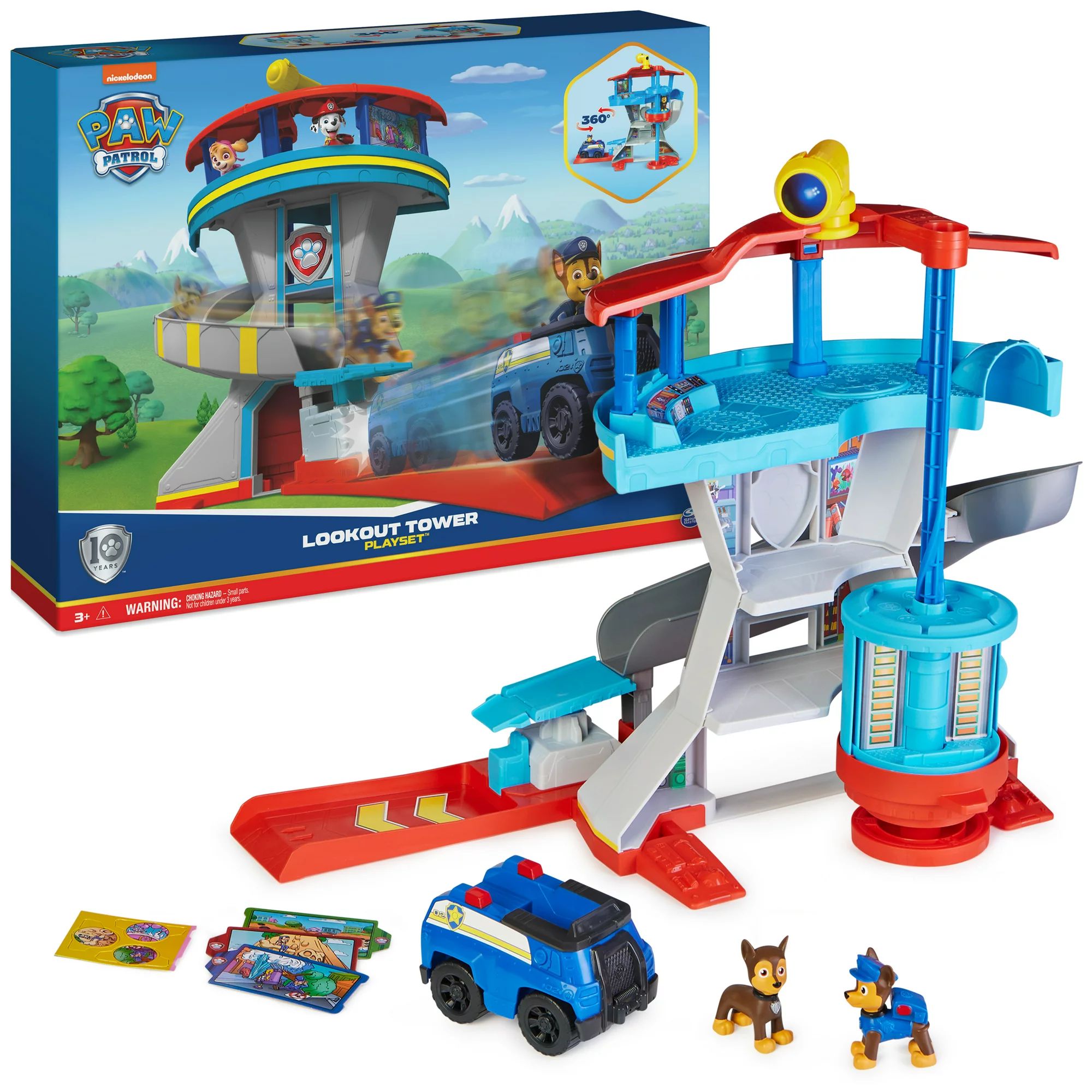 PAW Patrol Lookout Tower Playset with 2 Chase Action Figures and Police Cruiser | Walmart (US)