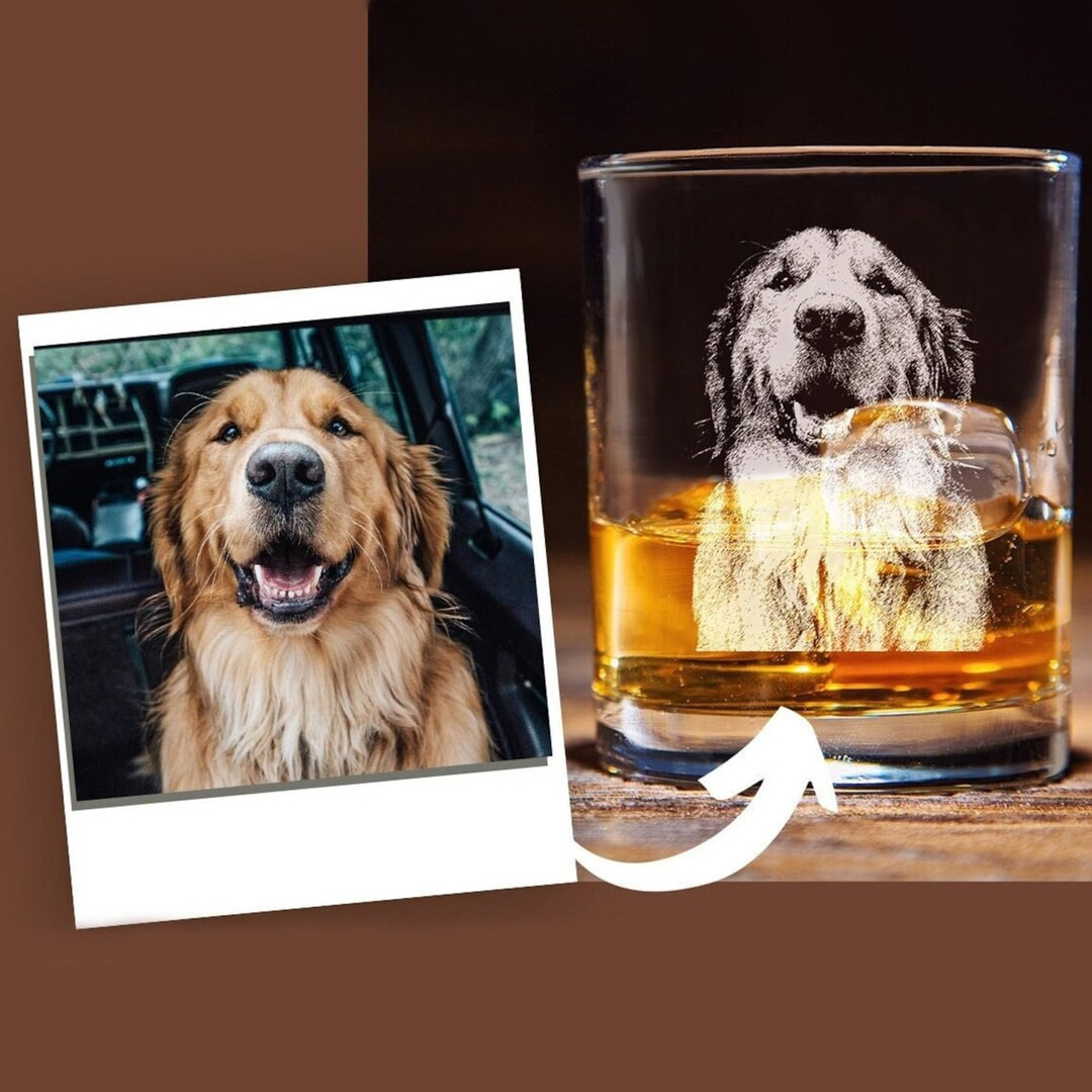 Custom Dog Portrait Whiskey Glass Gift Engrave Your Pet Photo on Glasses, Gift for Pet Lovers - E... | Etsy (US)