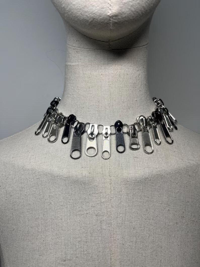 Zipper Necklace – Handmade Industrial Choke Rock & Punk Fashion Accessory. - Etsy | Etsy (US)