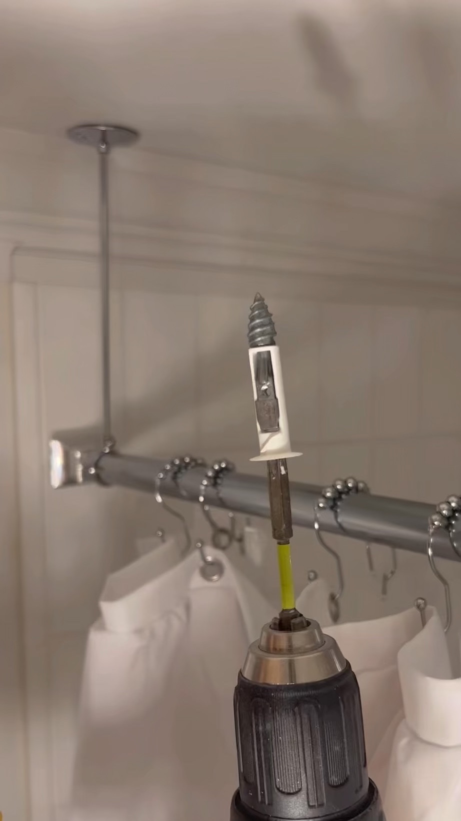 Shower curtain ceiling bracket — toggle anchors to secure to ceiling — Thassos marble shower tile 

#LTKfindsunder50 #LTKsalealert #LTKhome