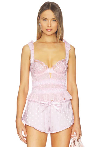 For Love & Lemons Slotted Hearts Bustier in Pink from Revolve.com | Revolve Clothing (Global)