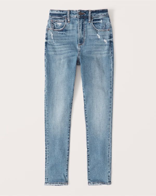 Women's Curve Love High Rise Super Skinny Ankle Jeans | Women's Clearance | Abercrombie.com | Abercrombie & Fitch (US)