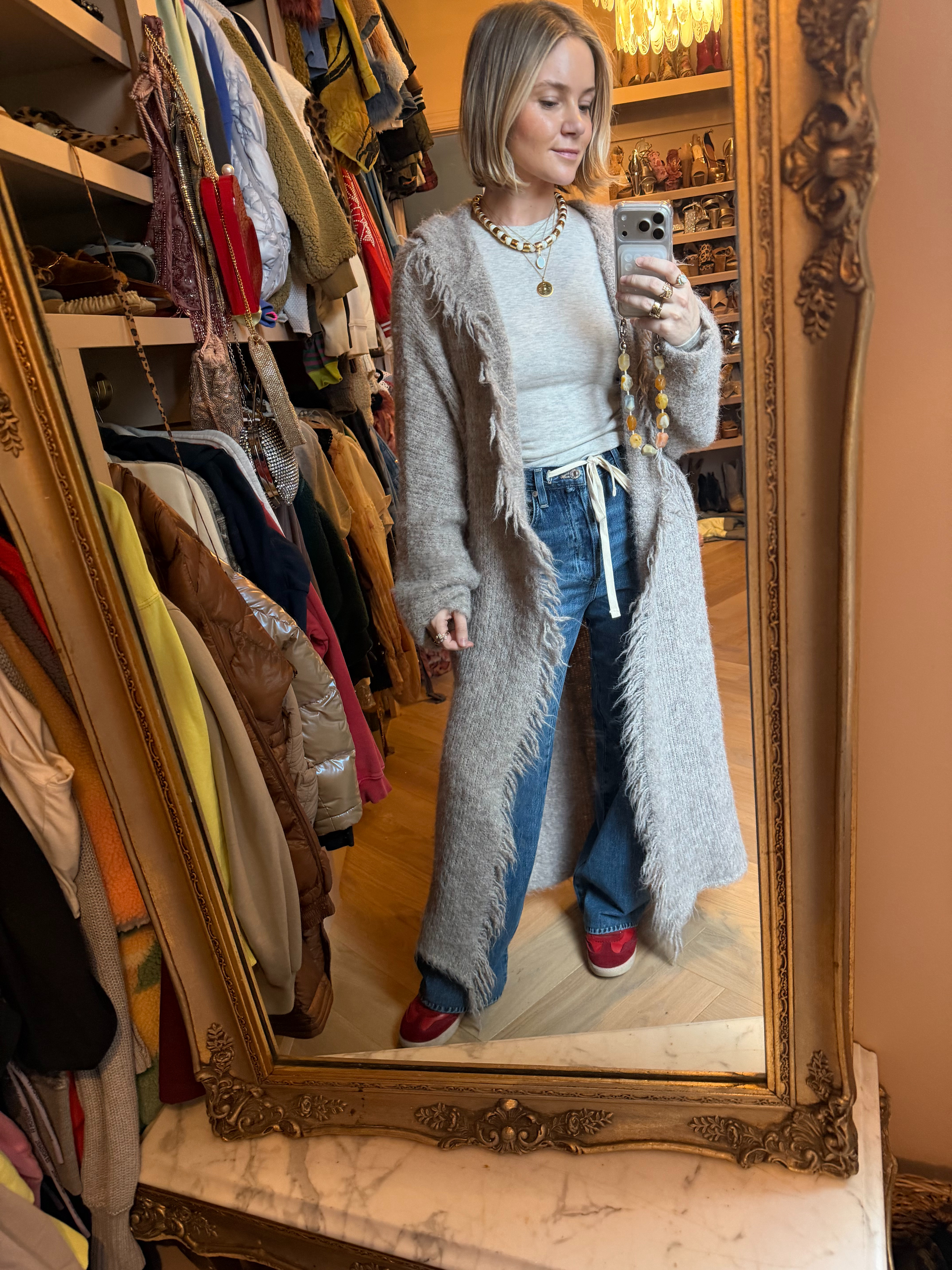 Cute & effortless rainy day outfit! Loving these tie jeans & duster cardigan from Free People!  

 #LTKdayinmylife #LTKgrwm #LTKootd