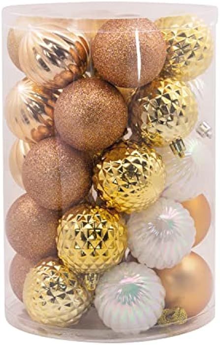 Hallmark Champagne, Gold, White Ball Christmas Ornaments, Set of 30 (0001HGO3035) | Amazon (US)