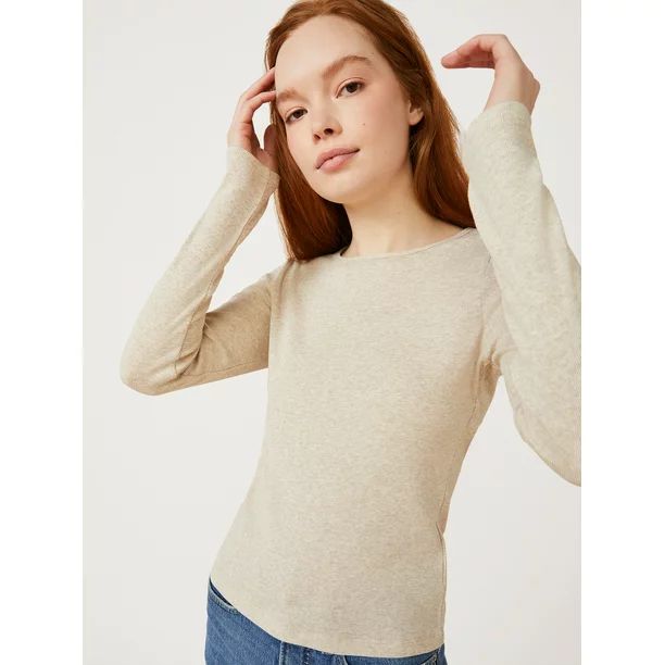 Free Assembly Women's Long Sleeve Rib Crew | Walmart (US)