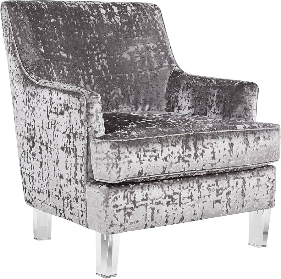 Signature Design by Ashley Gloriann Crushed Velvet Glam Accent Chair with Acrylic Legs, Light Gra... | Amazon (US)
