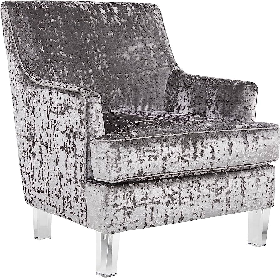 Signature Design by Ashley Gloriann Crushed Velvet Glam Accent Chair with Acrylic Legs, Light Gra... | Amazon (US)