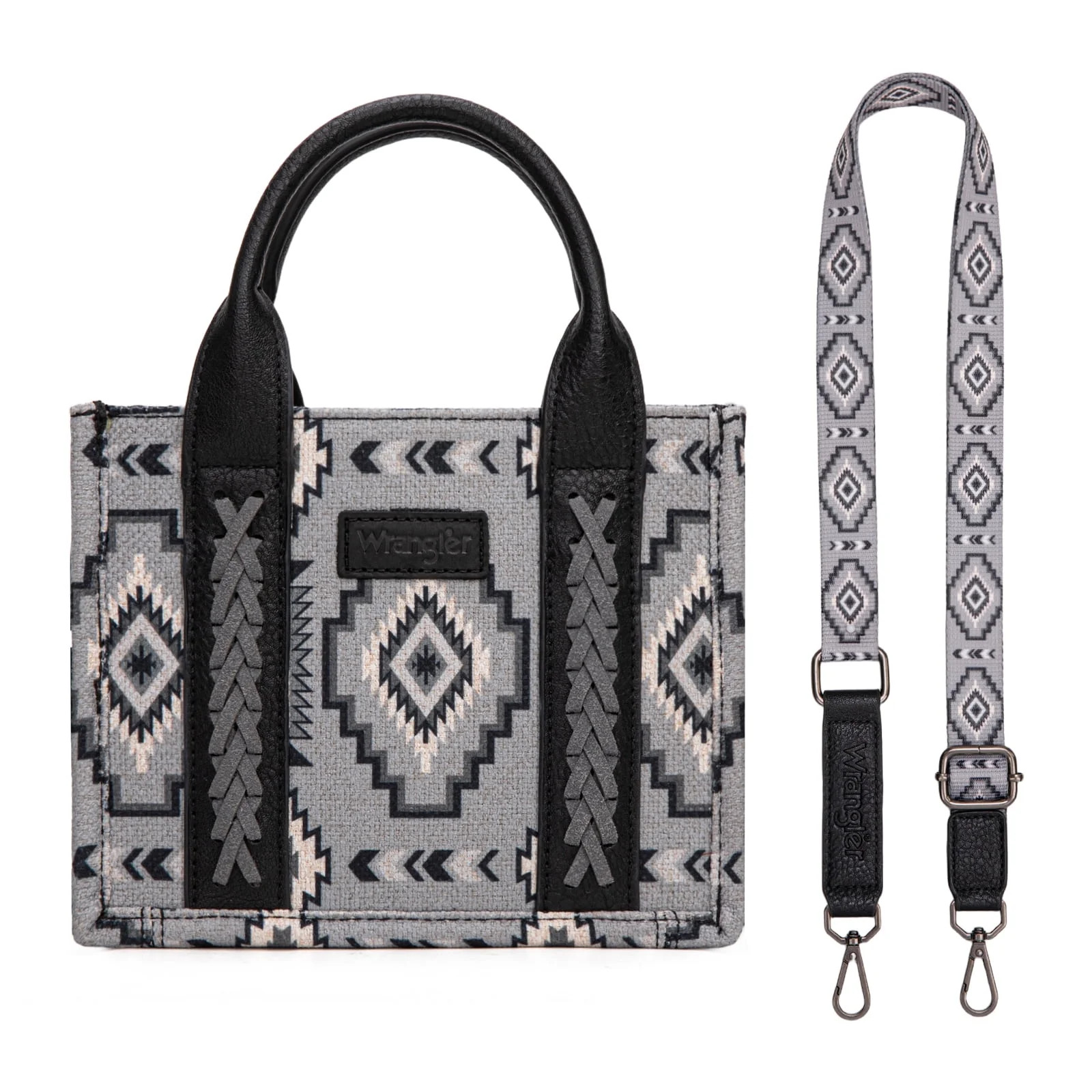 Wrangler Mini Tote Bag Small Top Handle Bag Ladies Woven Satchel Handbag, Black | Walmart (US)