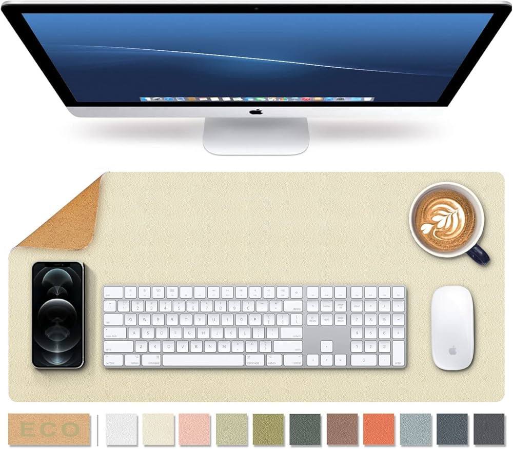 Large Natural Cork & Leather Desk Pad,eco Desk mat,Double-Sided Desk Protector ,Waterproof Keyboa... | Amazon (US)