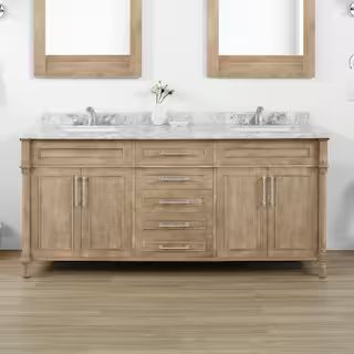 Home Decorators Collection Aberdeen 72 in. W x 22 in. D x 34 in. H Double Sink Bath Vanity in Ant... | The Home Depot