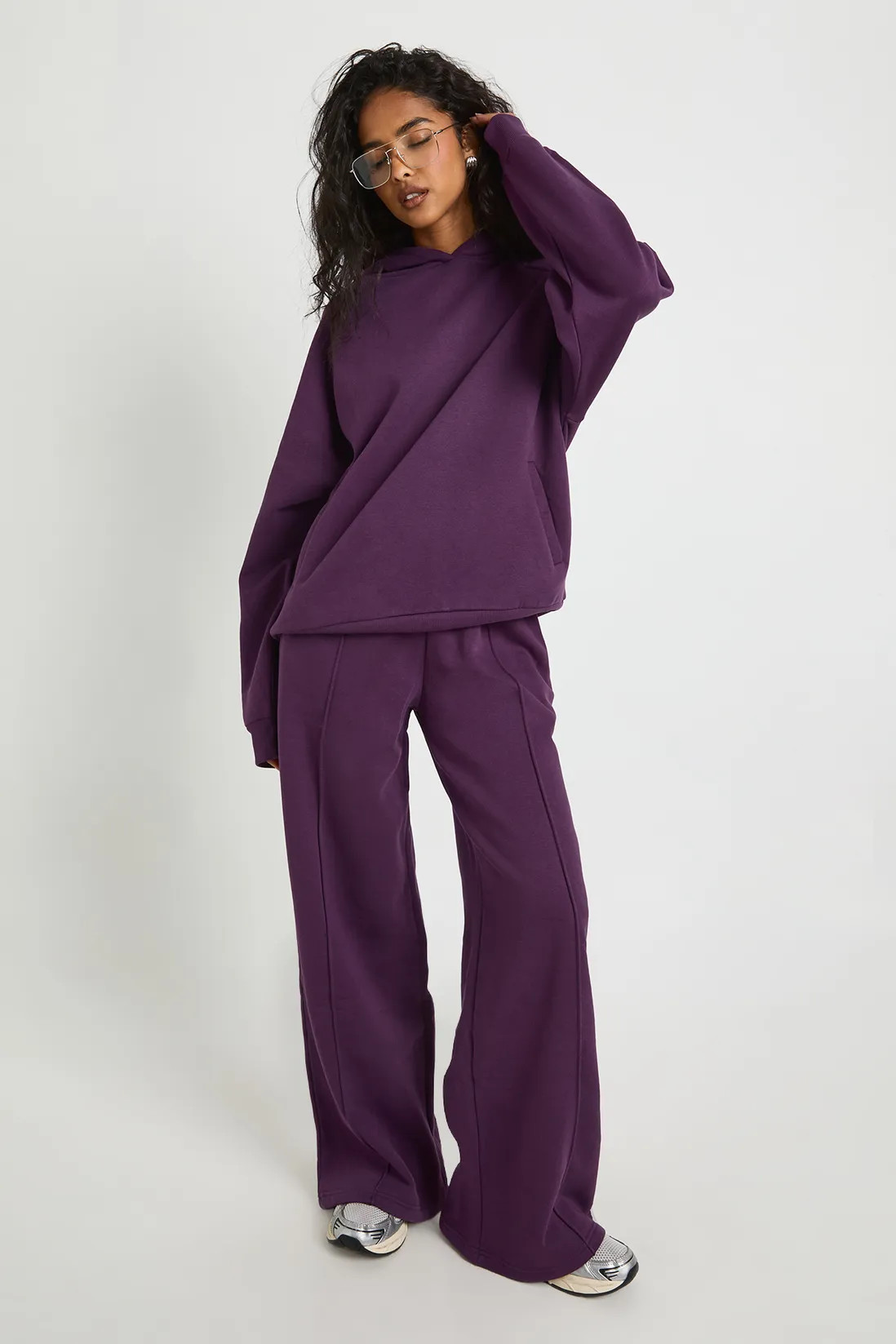 Oversized Hoodie And Pintuck Straight Leg Jogger Tracksuit | Boohoo.com (UK & IE)