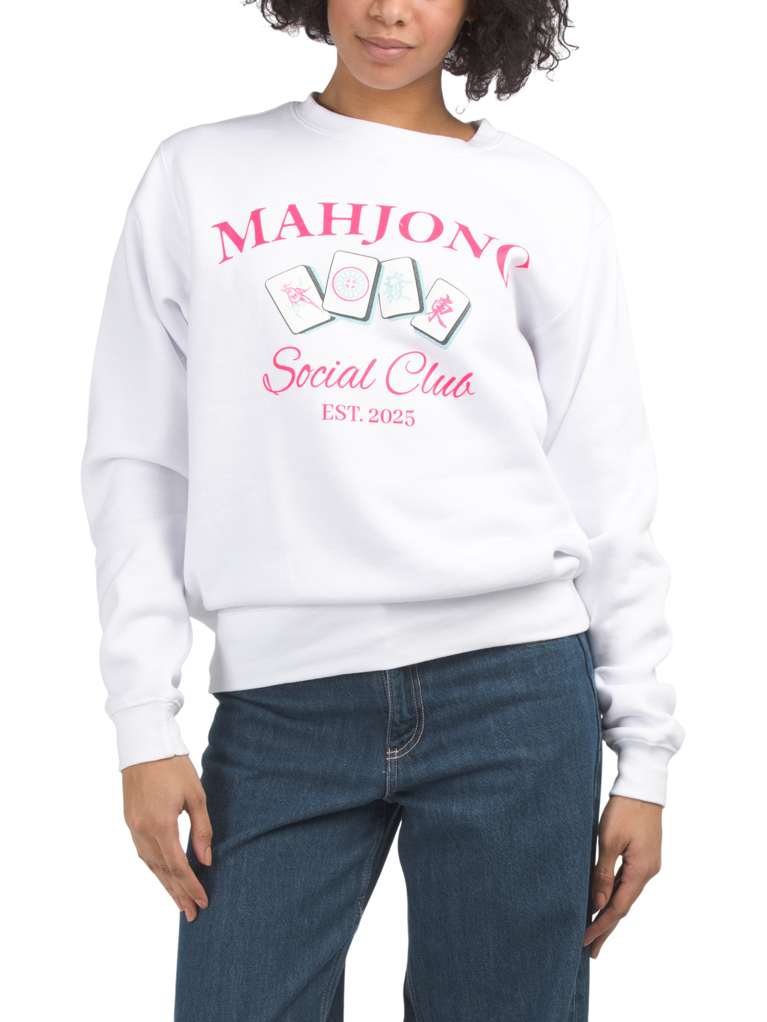 Mahjong Crew Neck Social Club Sweatshirt | Long Sleeve Tops | Marshalls | Marshalls
