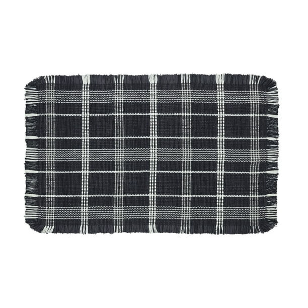 Better Homes & Gardens Farmhouse Plaid Cotton-Wool Area Rug, Black/White, 30" x 46" - Walmart.com | Walmart (US)