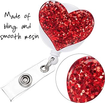 10 Pieces Heart Retractable Badge Reel, Badge Clip Holder for Nurses Women | Amazon (US)