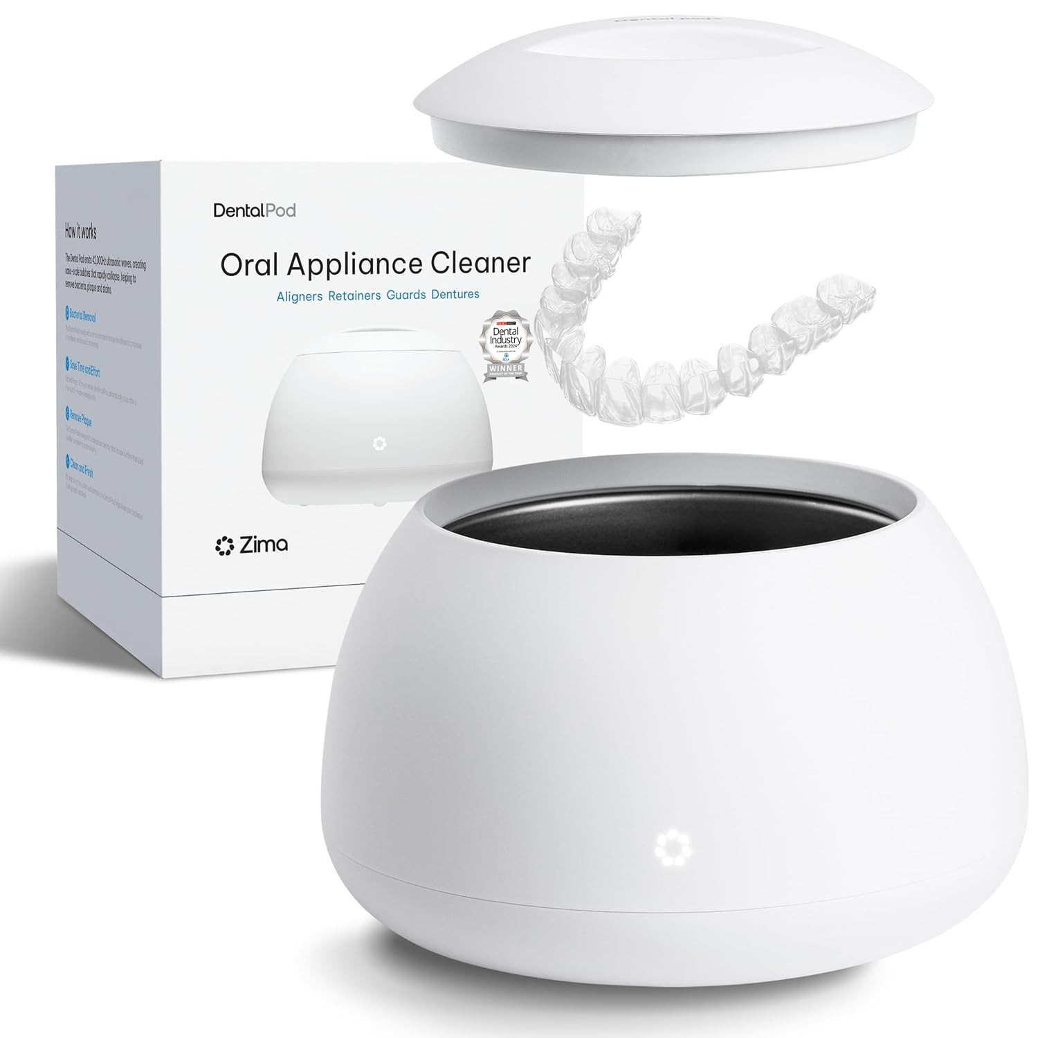 Zima Dental Pod: Ultrasonic Cleaner Machine for Retainers, Aligners, Mouth Guards, Night Guards, dentures & Braces. Award Winning, Engineered for Oral appliances. | Amazon (US)