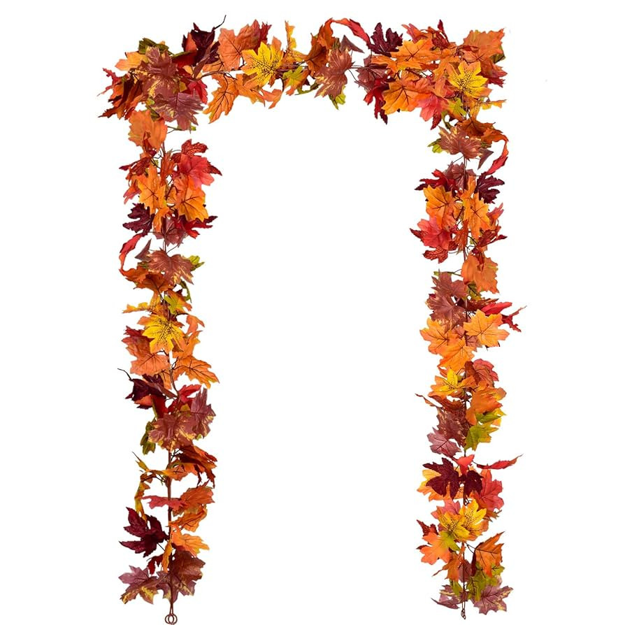 DearHouse 2 Pack Fall Garland Maple Leaf, 5.9Ft/Piece 7 Colors Hanging Vine Garland Artificial Au... | Amazon (US)