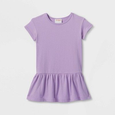 Toddler Solid Short Sleeve Pullover Dress - Cat &#38; Jack&#8482; Light Purple 3T | Target