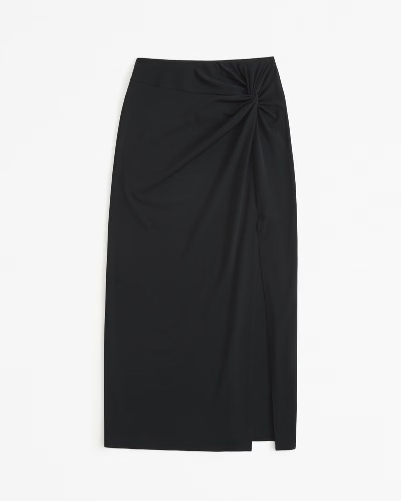 Knotted Knit Crepe Maxi Skirt | Abercrombie & Fitch (US)