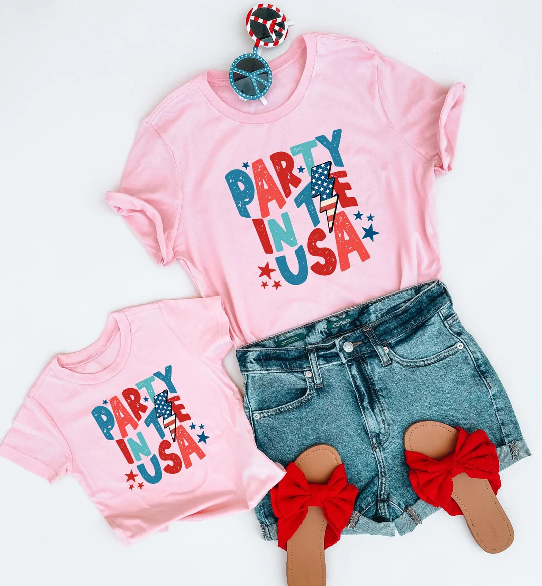 PINK PARTY in the USA | 4th of july shirt, 4th of july shirts, fourth of july shirt, mommy and me... | Etsy (US)