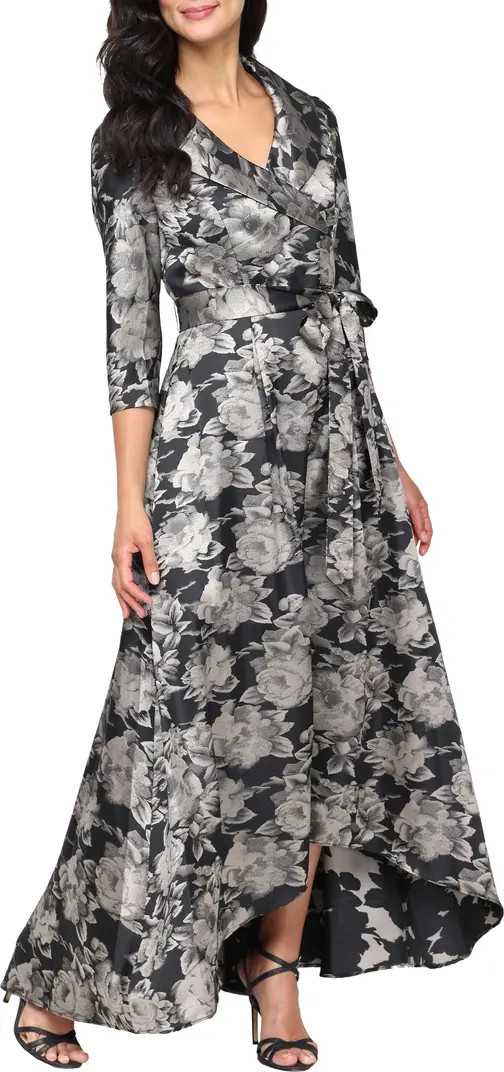 Floral Jacquard High-Low Gown | Nordstrom