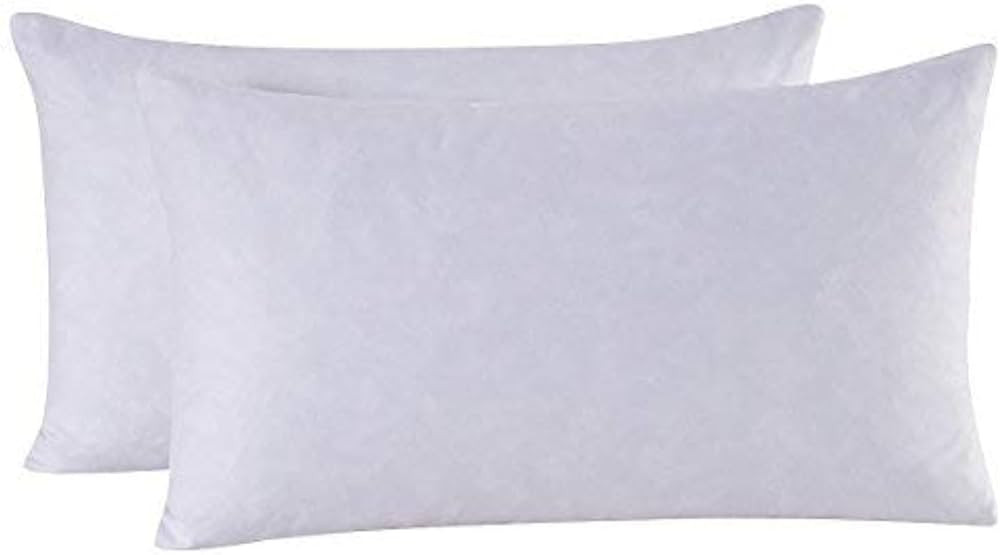 Set of 2, 95% Feather 5% Down Decorative Throw Pillow Insert, Cotton Cover, 12x20 Inch | Amazon (US)