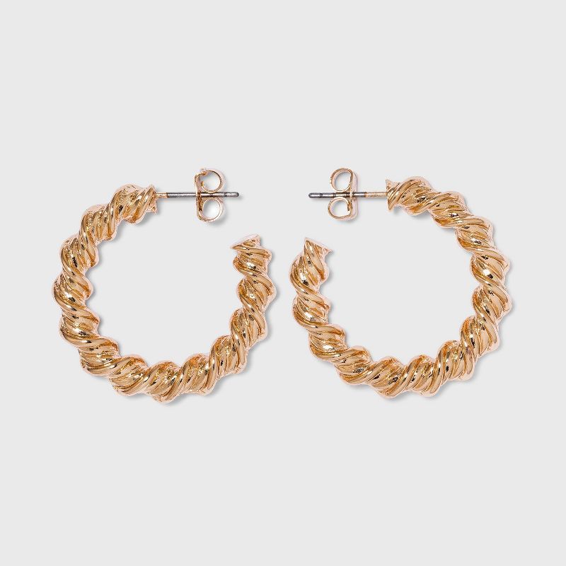 Gold Twisted Hoop Earrings - A New Day&#8482; Gold | Target