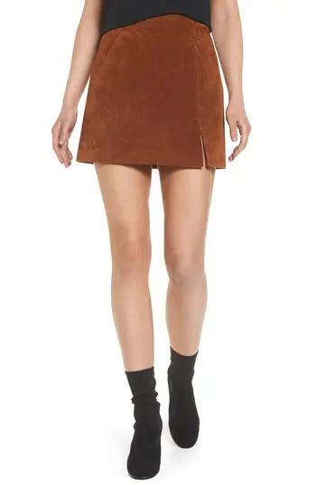 Women's Blanknyc Suede Miniskirt, Size 24 - Brown | Nordstrom