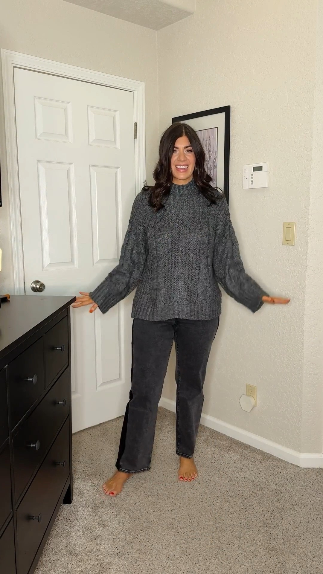 Midsize cozy try in under $30!
In medium cable knit sweater
8 in tuxedo straight leg jeans 

#LTKMidsize #LTKOver40 #LTKSeasonal