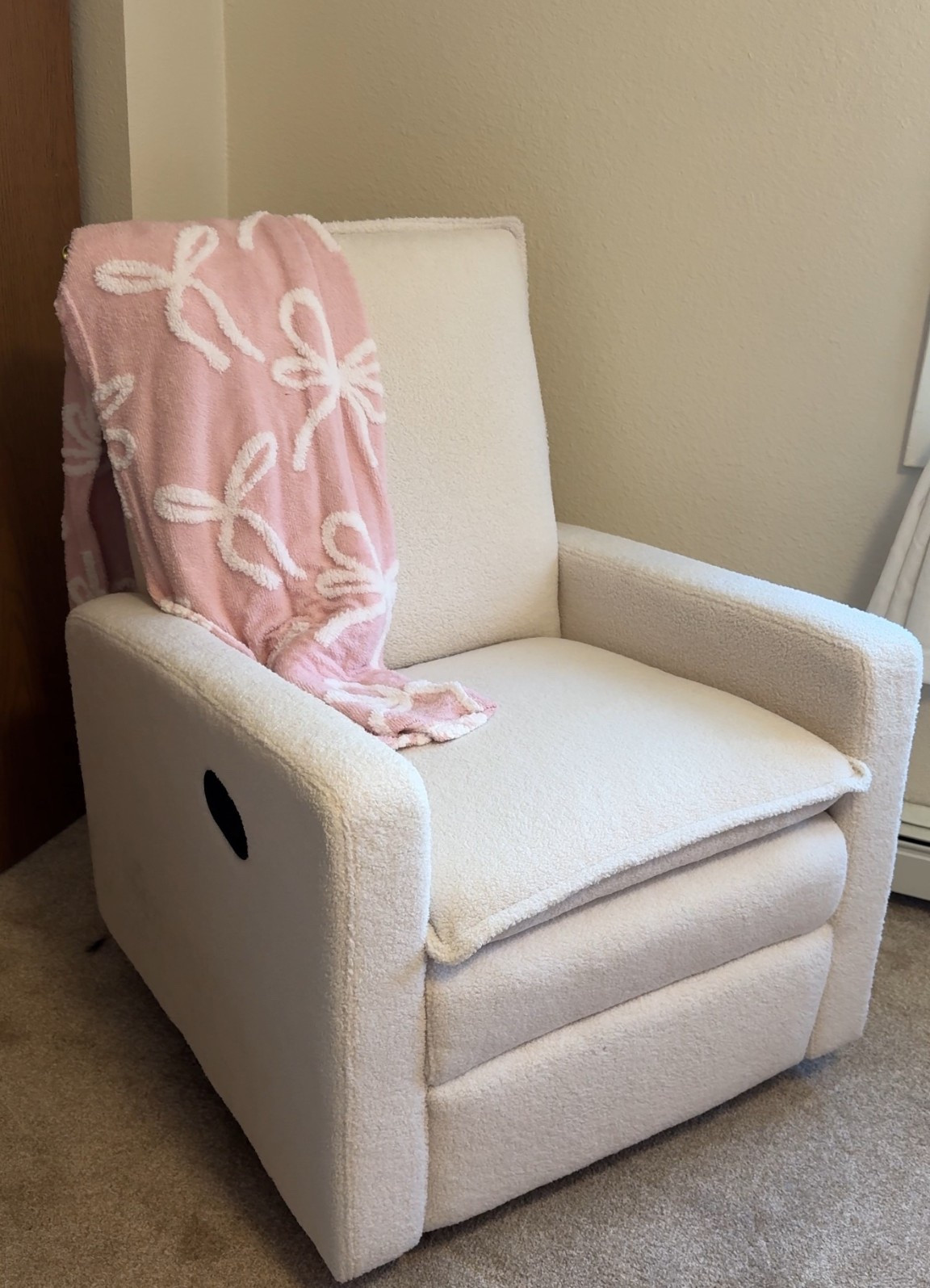 finally got our nursery glider and it is PERFECT! and affordable, which makes it even better. 🤍 

#LTKhaul #LTKHome #LTKmomlife