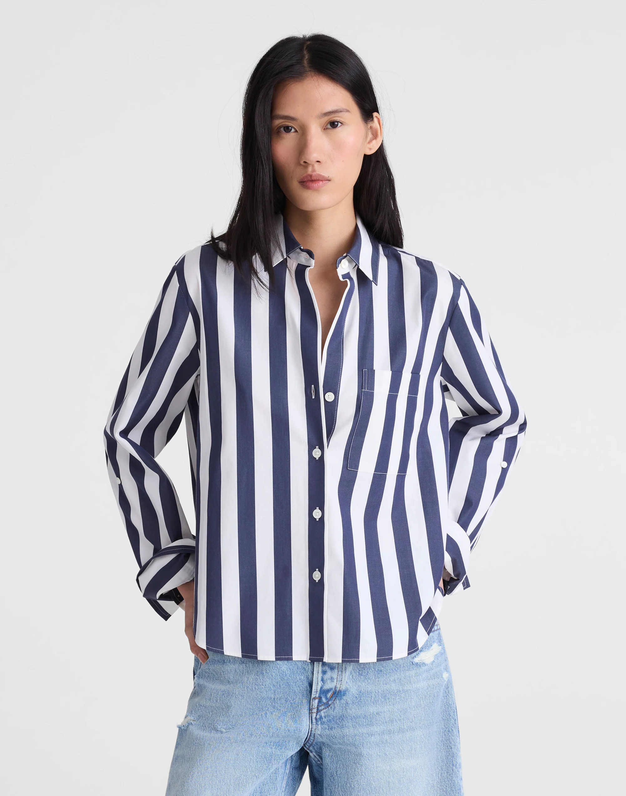The Signature Y-Neck Shirt in Poplin | Madewell