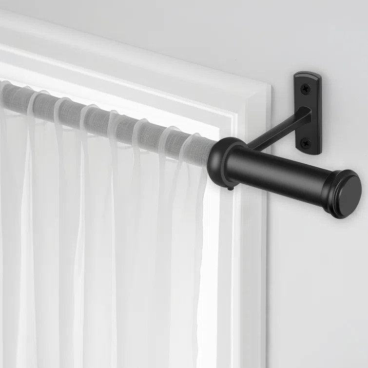 Aresha 1" Diameter Adjustable Length Single Curtain Rod Black | Wayfair North America