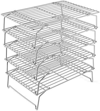 Cooling Rack, P&P CHEF 5-Tier Stainless Steel Stackable Baking Cooking Racks for Cooling Roasting Gr | Amazon (US)