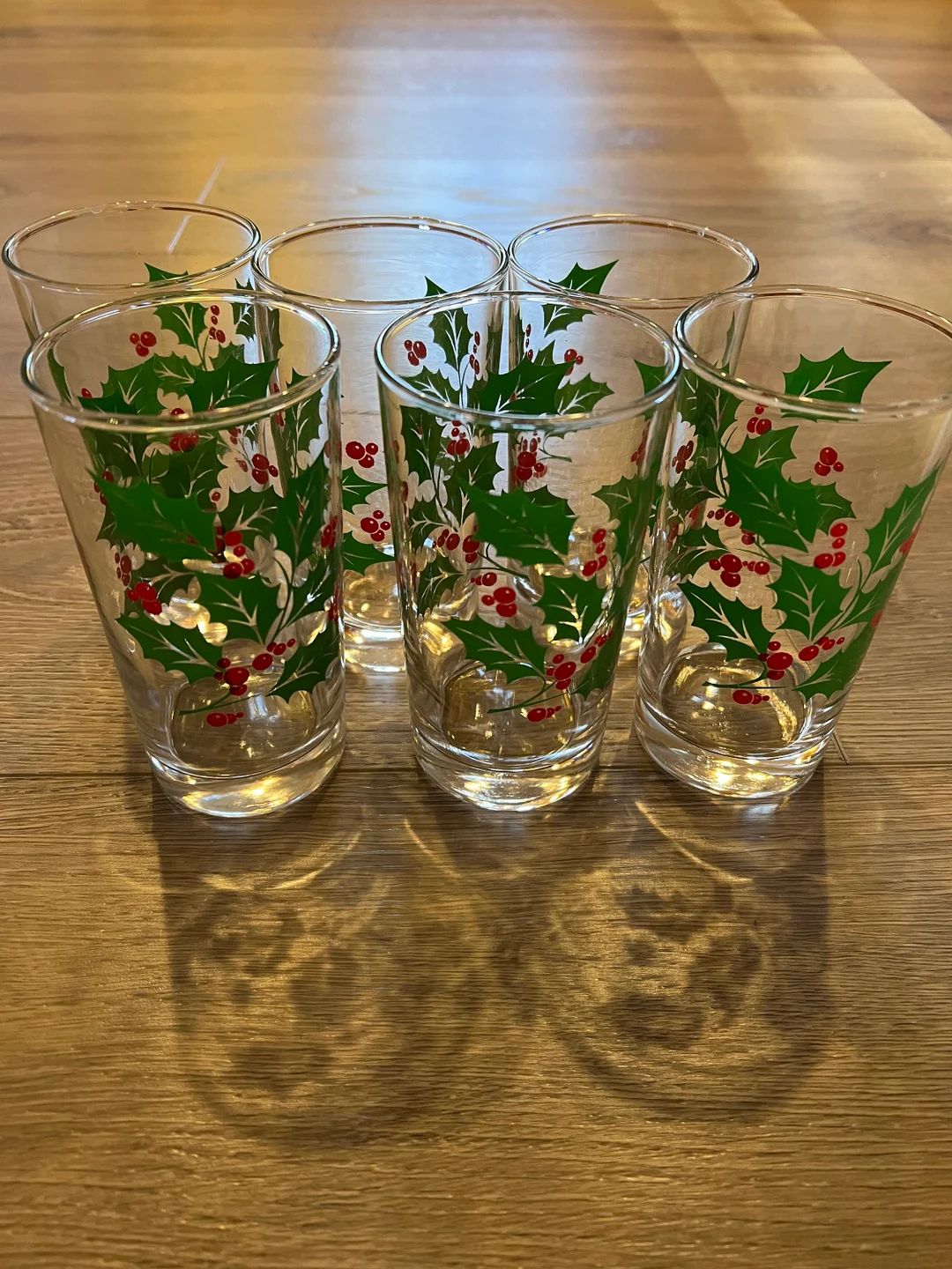 Vintage Set Of 6 Indiana Glass Holly And Red Berry Holiday Tumblers , 10 1/2 Ounce Christmas Tumb... | Etsy (US)