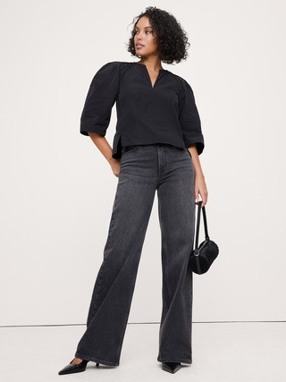 Taffeta Volume-Sleeve Top | Banana Republic (US)