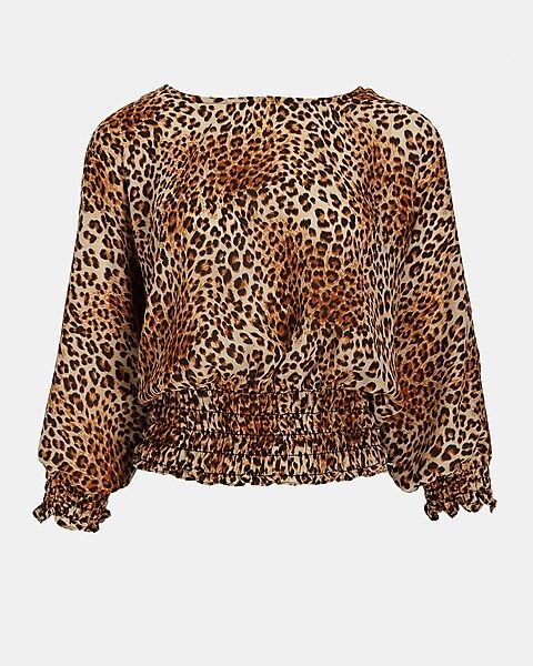 Leopard Smocked Waistband Top | Express