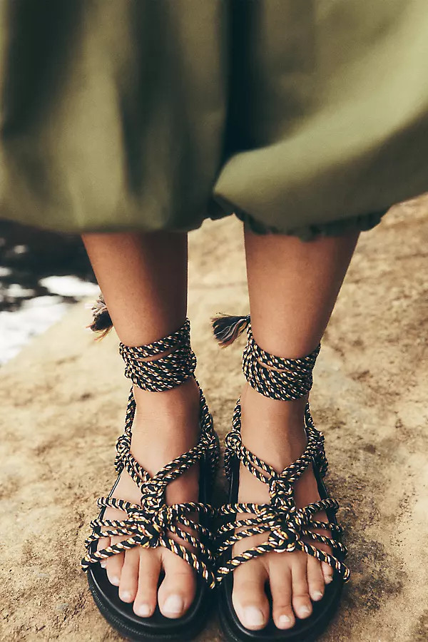Ankle Wrap Woven Sandals | Anthropologie (US)