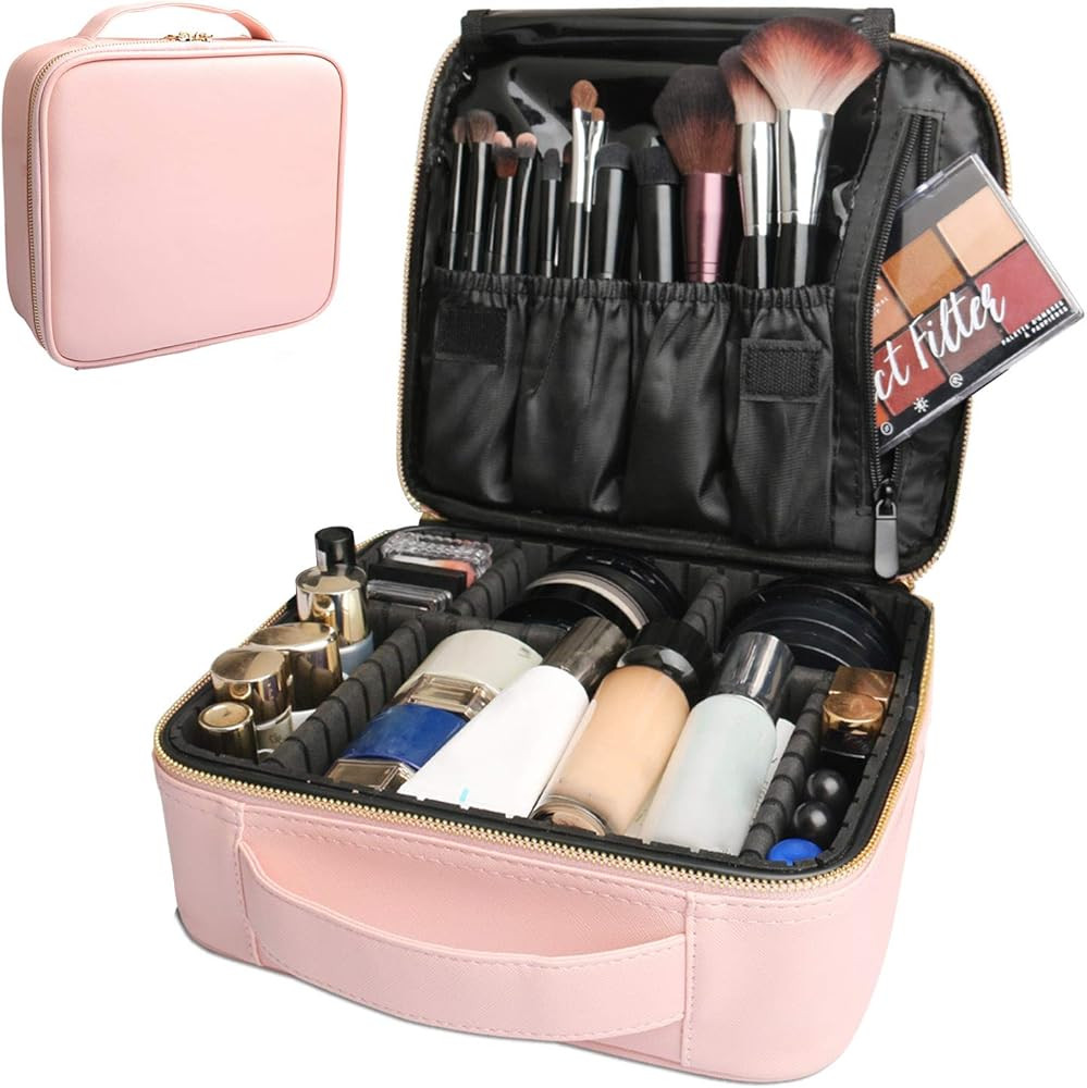 Bvser Travel Makeup Case, PU Leather Portable Organizer Makeup Train Case Makeup Bag Cosmetic Cas... | Amazon (US)
