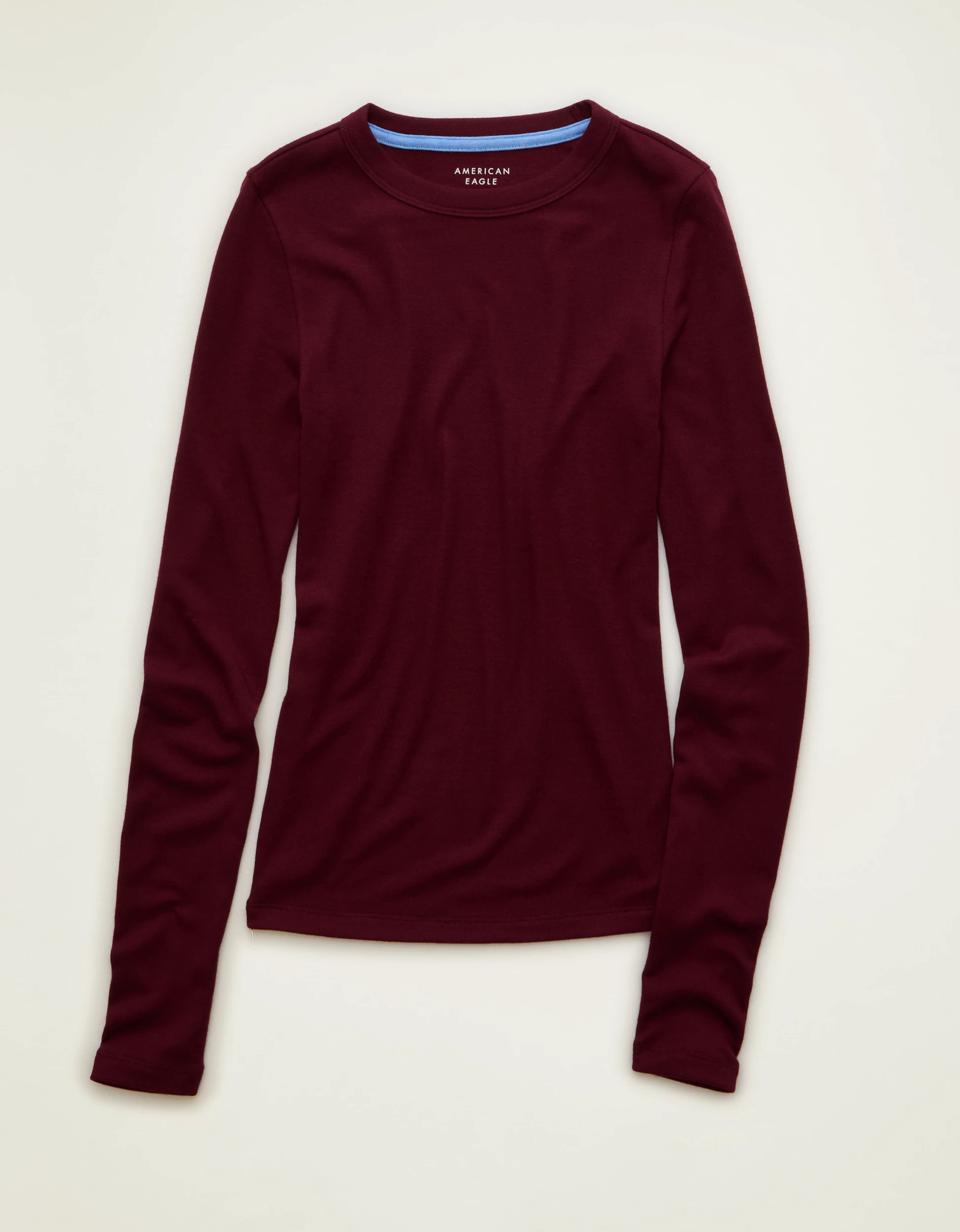 AE Cozy Crew Neck Long Sleeve T-Shirt | American Eagle Outfitters (US & CA)