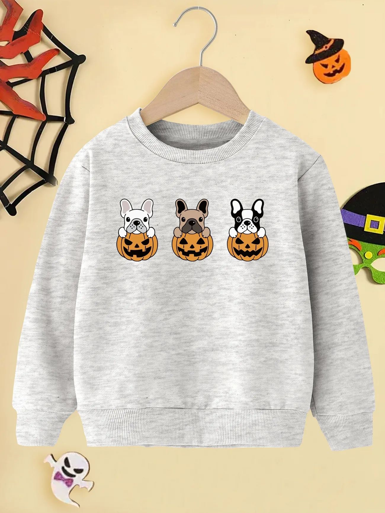Halloween Girls Pumpkin Dogs Print Sweatshirt, Party Every Round Neck Casual Tops For Kids, Autum... | Temu Affiliate Program