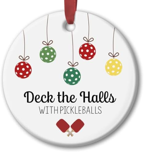 Pickleball Ornament for Christmas Tree Decor, Xmas Hanging Ornaments, Deck The Halls Gifts for Pi... | Amazon (US)