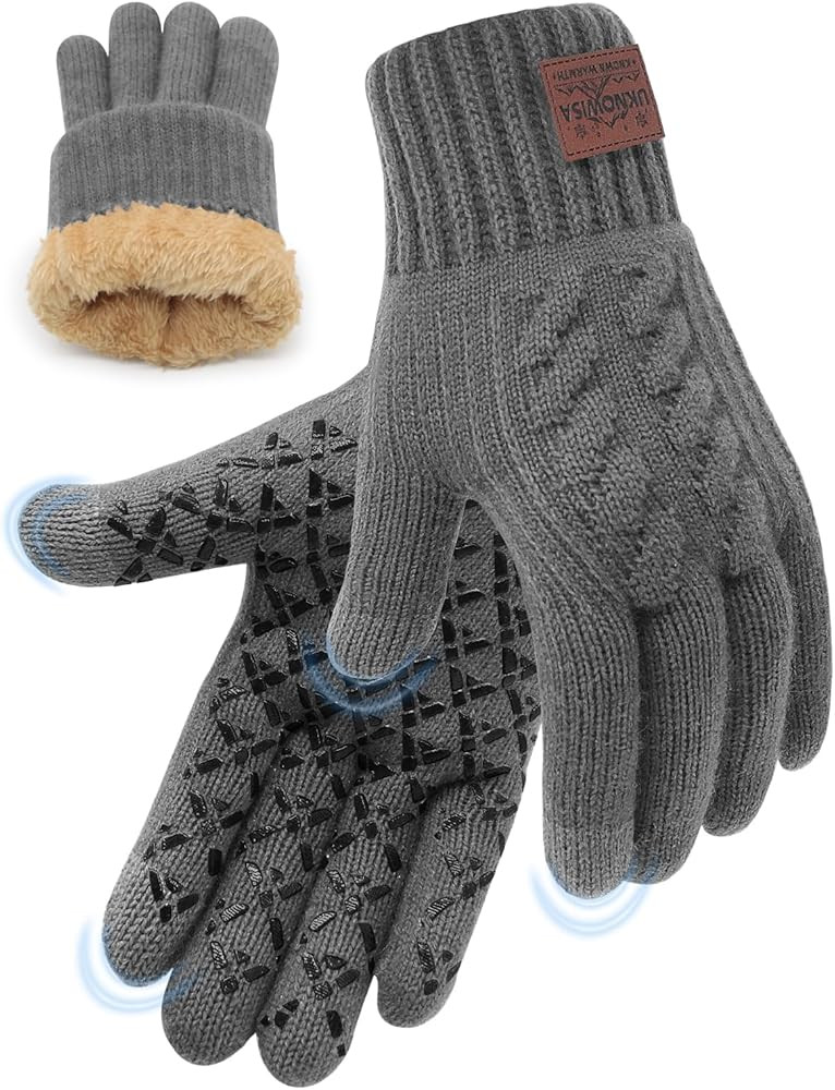 Winter Gloves for Men Women, Warm Fleece Lined with Touch Screen, Thermal Knit with Anti-Slip for... | Amazon (US)